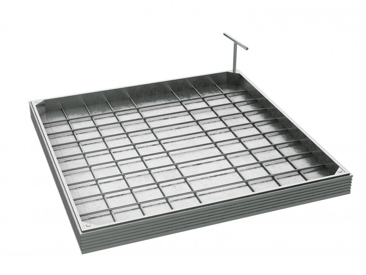 450 x 450 x 68mm Clear Opening 80mm Overall Depth DS Line Aluminium Recessed Manhole Cover & Frame Double Sealed